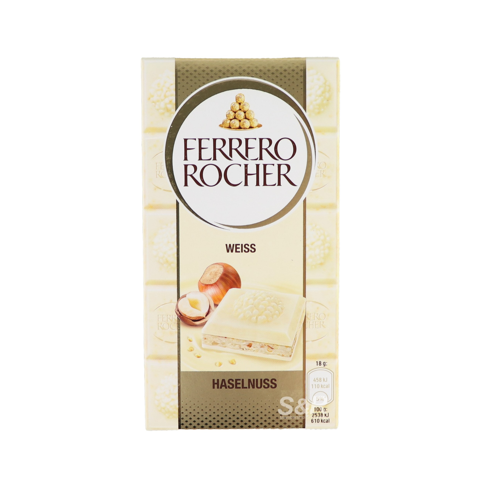 Ferrero Rocher Hazelnut White Chocolate Bar 90g Ferrero Rocher Hazelnut White Chocolate Bar 90g